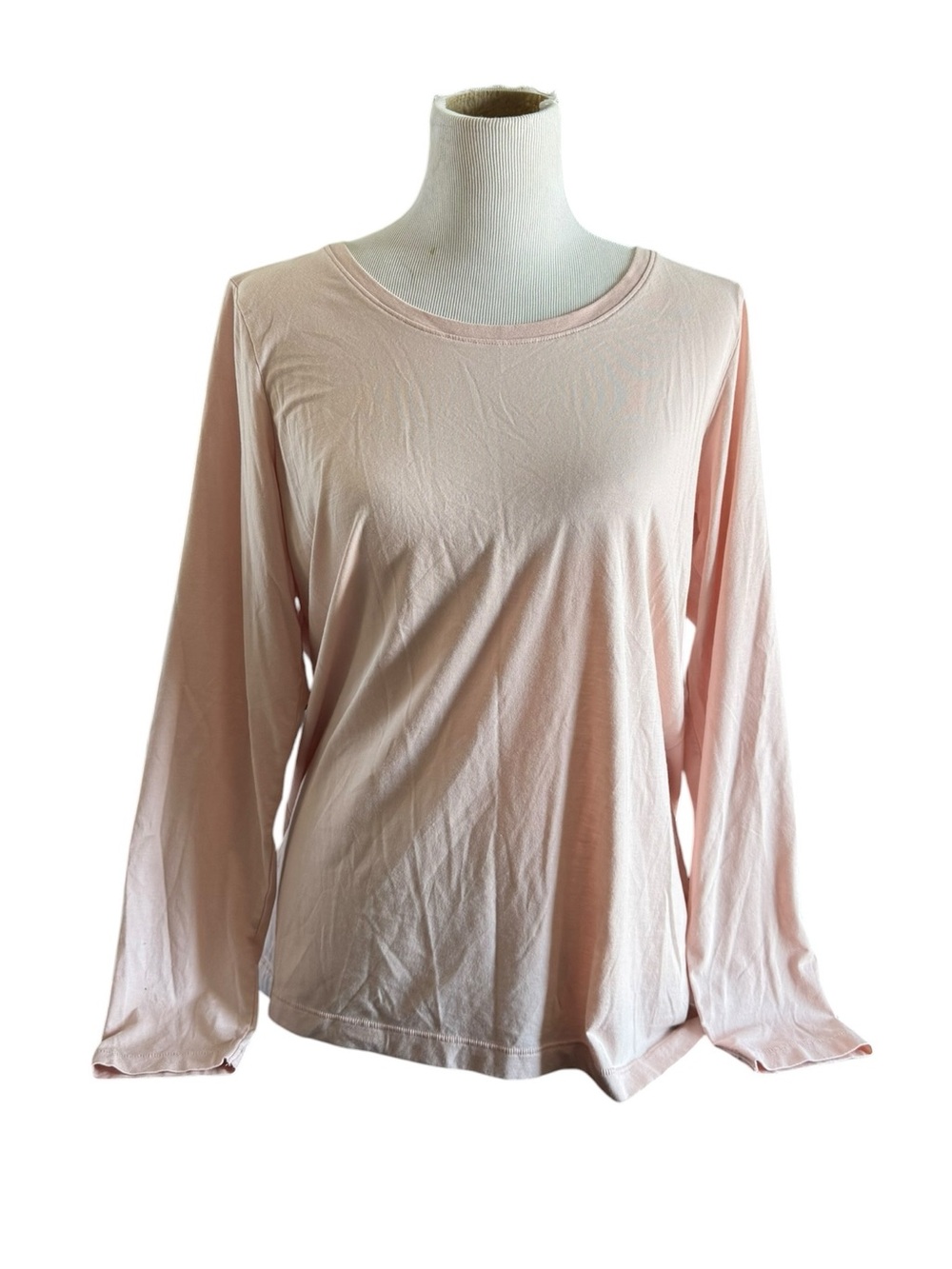 L.L. Bean Women's Long Sleeve Crewneck Top - Light Pink Size L